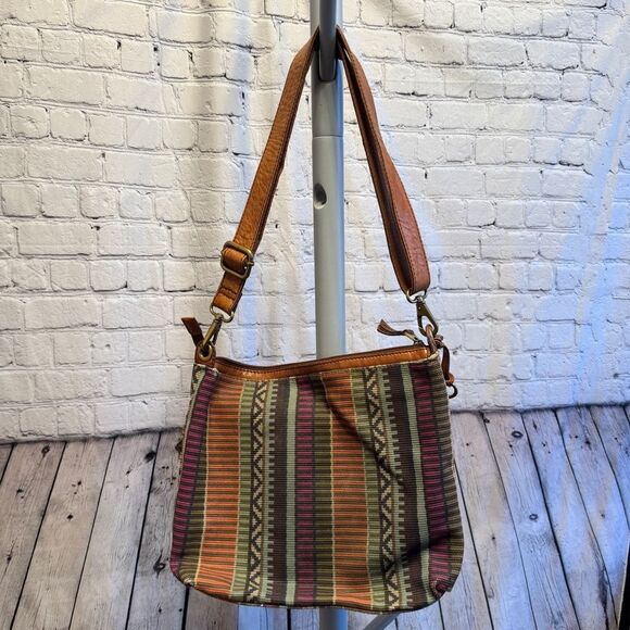 Fossil Multicolored Carpet Leather Crossbody Bag with Southwestern Design - Picture 4 of 11